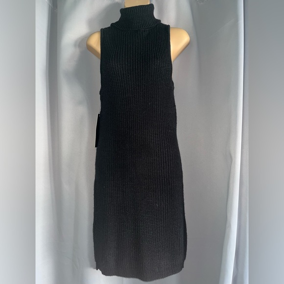Almost Famous Dresses & Skirts - Almost Famous Black Sleeveless Turtleneck Sweater Dress